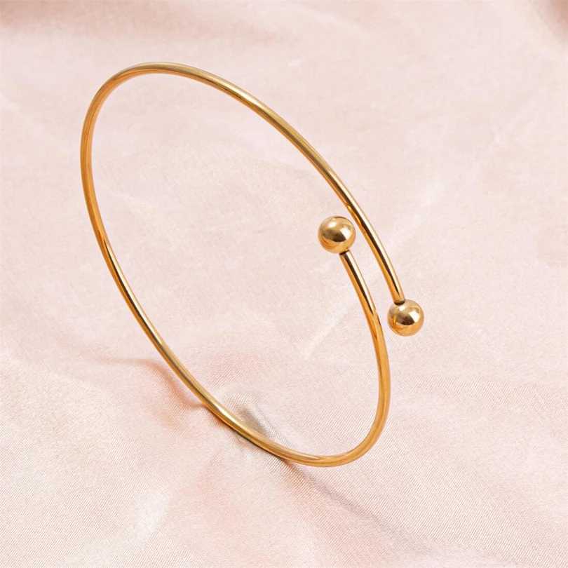 Stainless Steel Bangles For Women Men Accessories Open Simple Wrist Jewelry Bracelets Bangle Metal Hand Leaf No Fade PulserasX240925