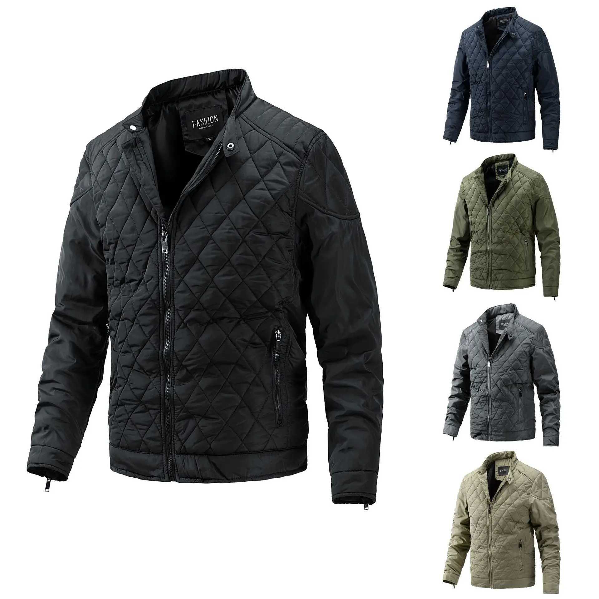 Fashion jacket for men autumn warm thick motor windproof mesh ultra-thin jacket work jacket mens casual jacket quilted barn jacket Y240925