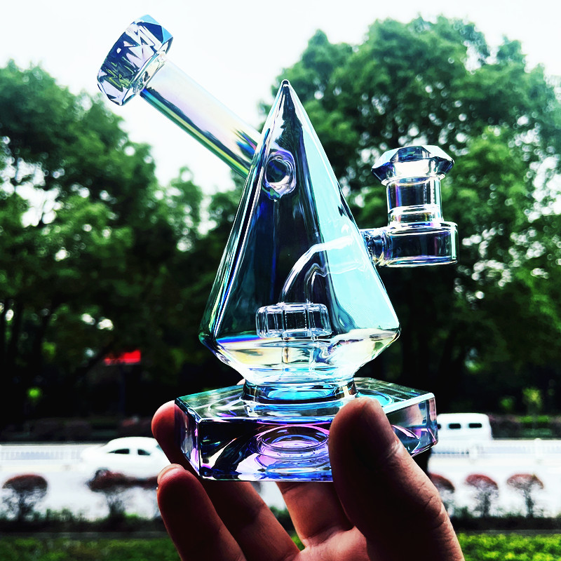Glass Rainbow Chromed Waterpipe Recycle Bong Hookah Smokingpipe