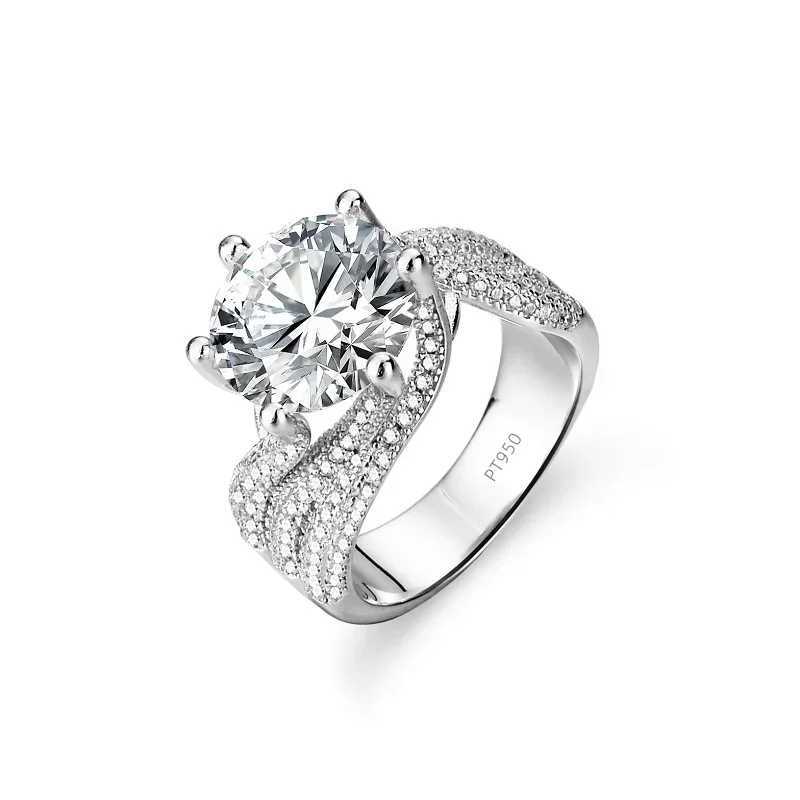 Luxury platinum Pt950 18k 5-carat all Mo silica diamond ring womens D-color jewelry wedding engagement ring gorgeous W240925