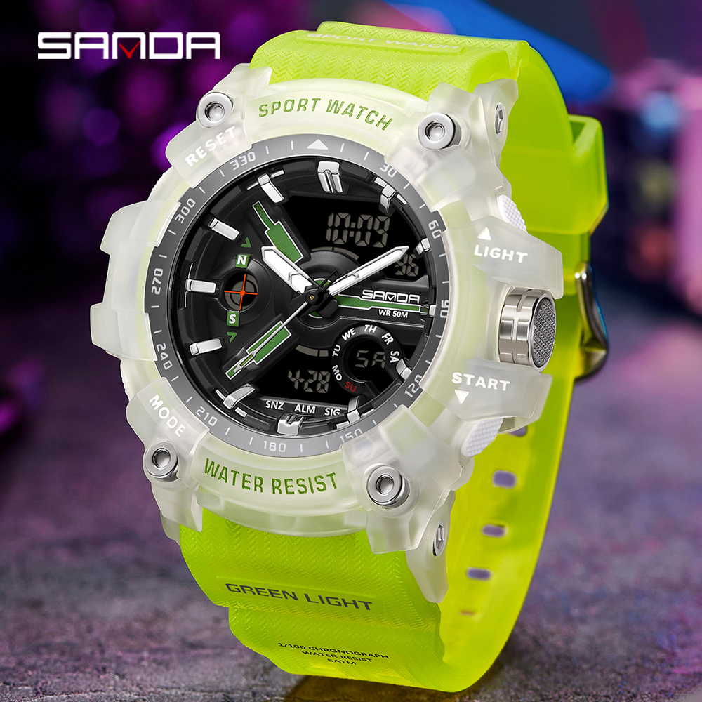 SANDA 3179 Digital Men's Military Watch 50M Waterproof Watch Dual Display Quartz Sports Watch Men's Night Light Relogio Masculino 08
