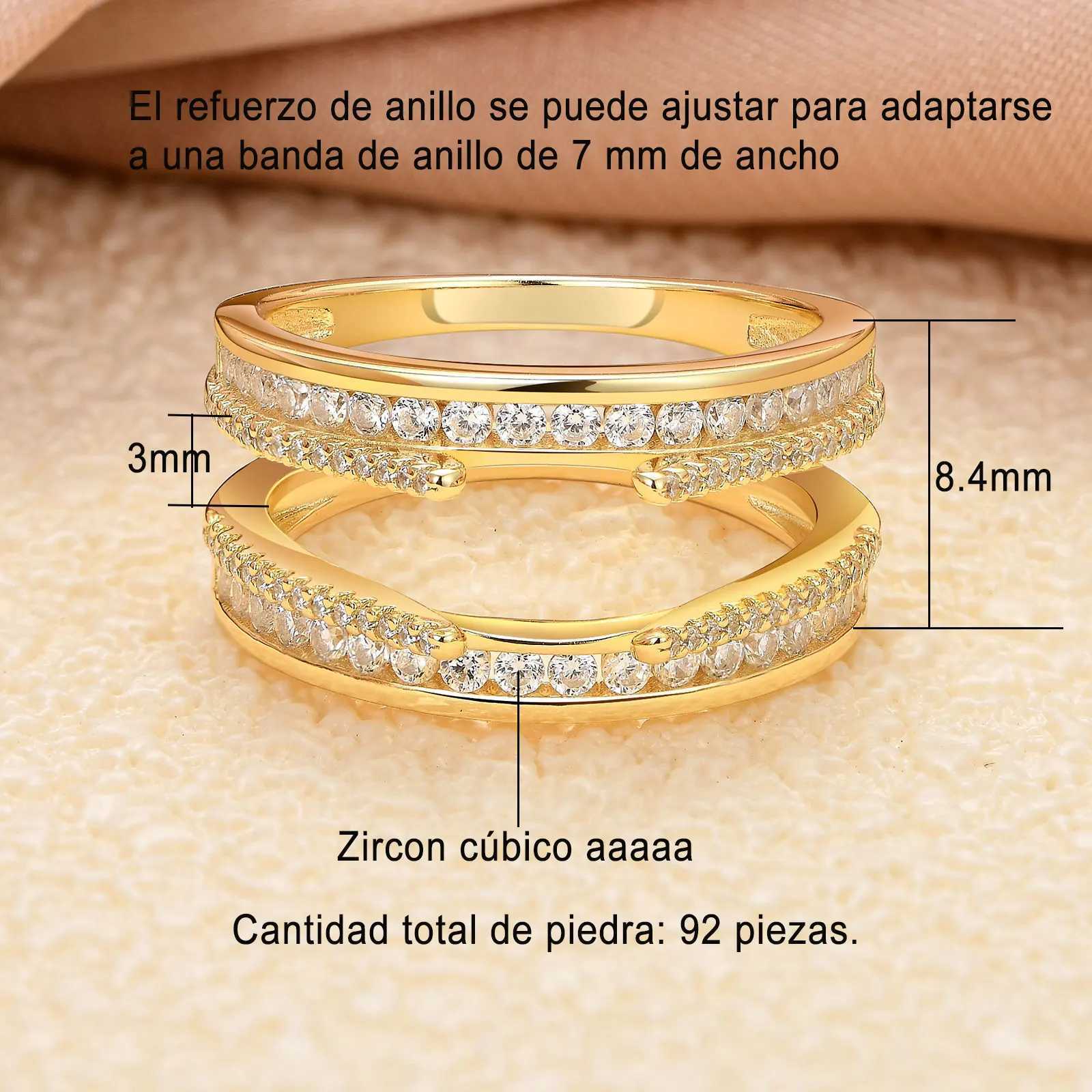 News 925 sterling silver yellow K-gold ring womens round AAAA cubic zirconia engagement ring bride enhancement set jewelry W240925