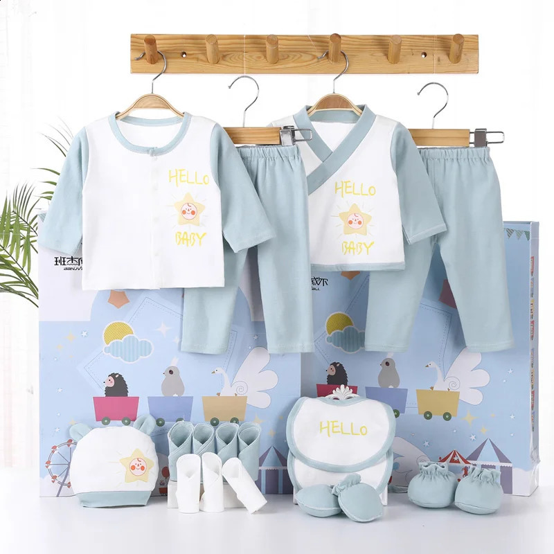 Lawadka 18 piecesbatch born baby clothing girl boy set 100% pure cotton spring autumn soft hat bib 240925