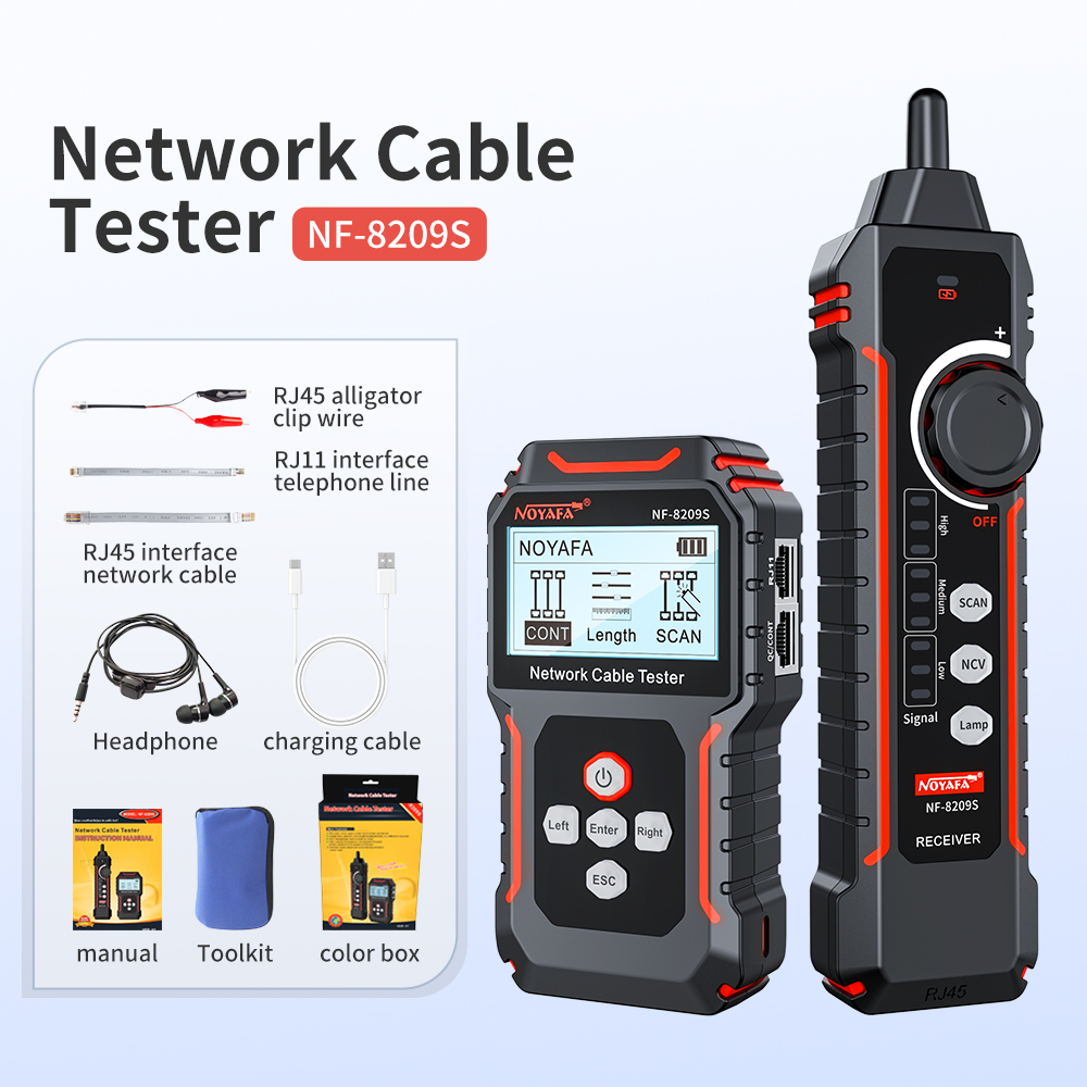 noyafa New NF-8209S LCD Network Cable Tester Wire Tracker PoECurrent Length cabl RJ45 Cable Tracker multifunctional tester Tool