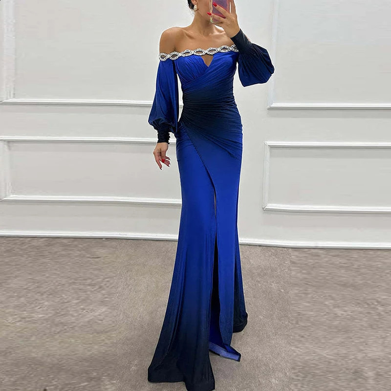 Bodycon Prom Dress: Chic Tie-Dyed Asymmetric Evening Dress with Elegant Beading, One-Shoulder Party Gown C260312