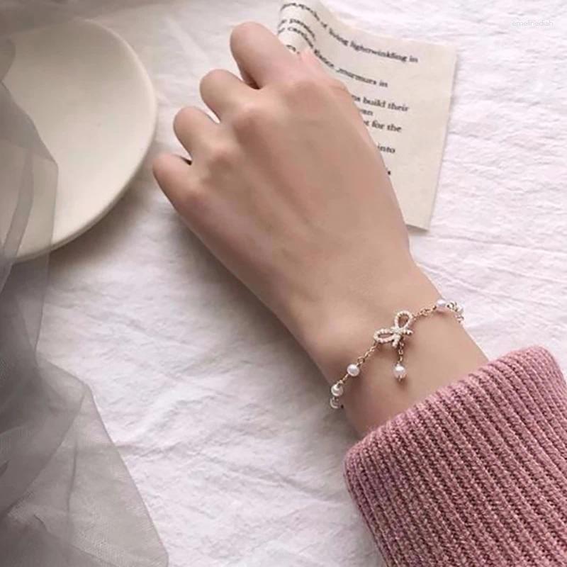 Fashion Charm Bracelets for Women 2024 - Bow Pearls Bracelet, High Quality Crystal, Thin Chain Jewelry 4