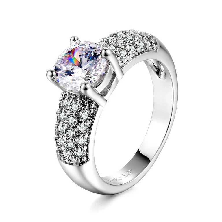 Womens fashion jewelry ring cubic zirconia charm brides wedding engagement white gold color ring direct shipping W240925
