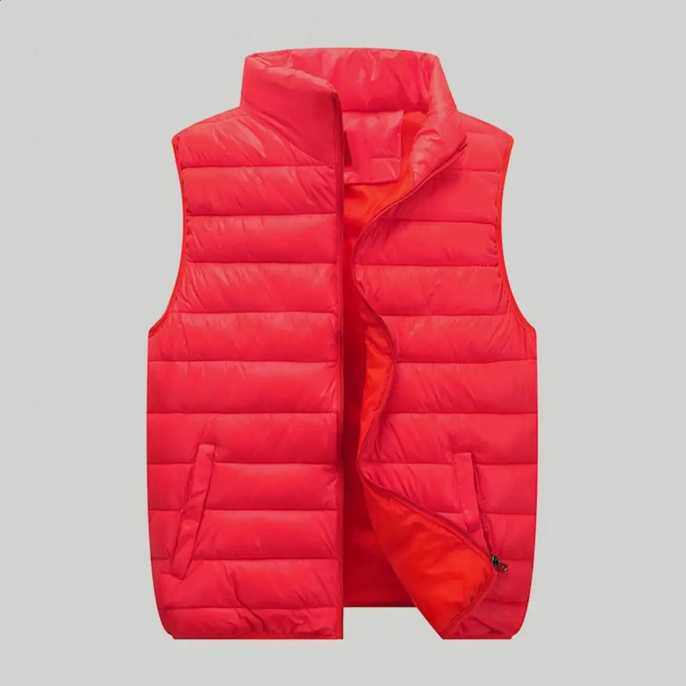 Winter mens duck down vest ultra light sleeveless inflatable fashionable jacket stand up windproof 240918