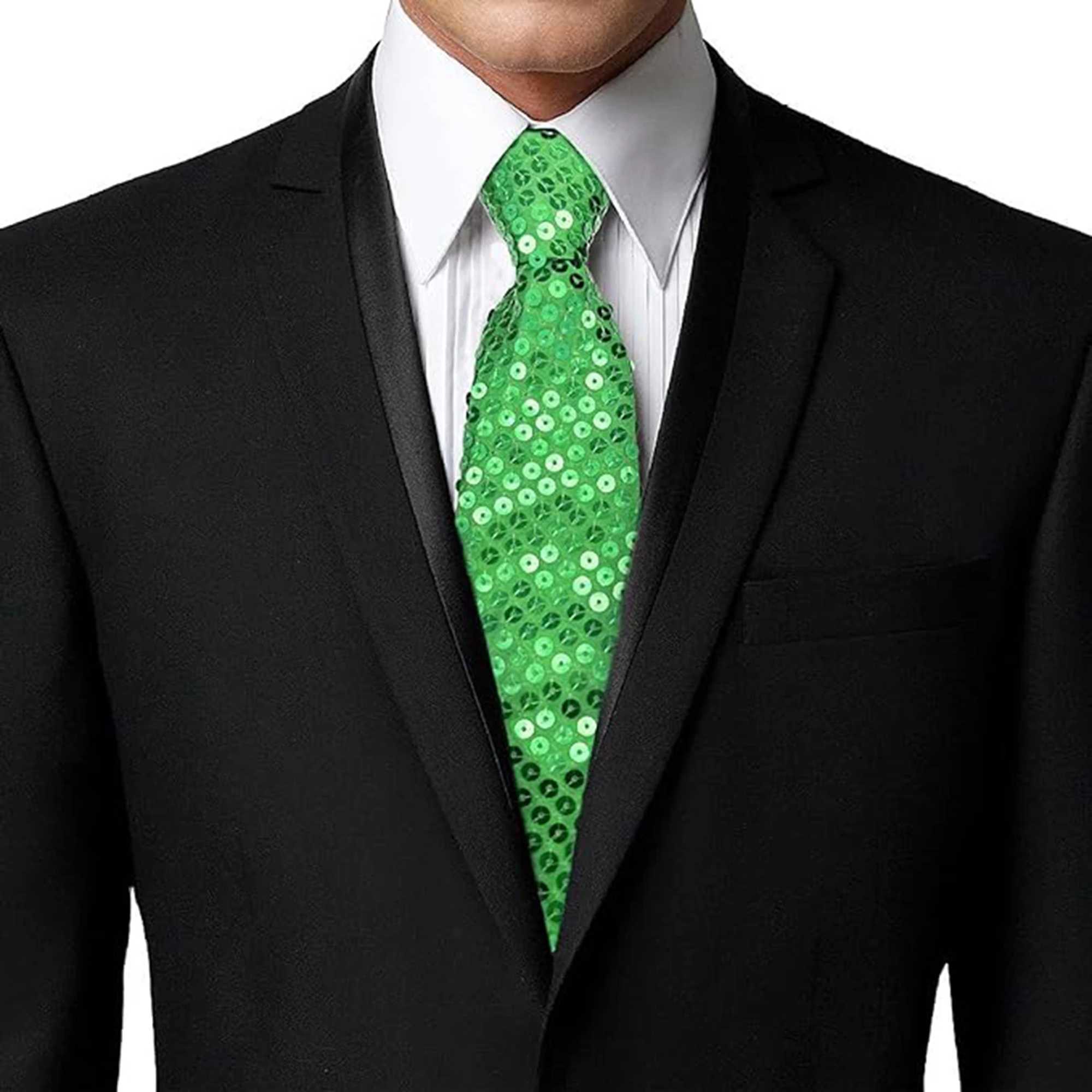 Shiny sequin tie stage flash adjustable zipper closure oil painting necklace fashion necklace party performance accessories Y240925