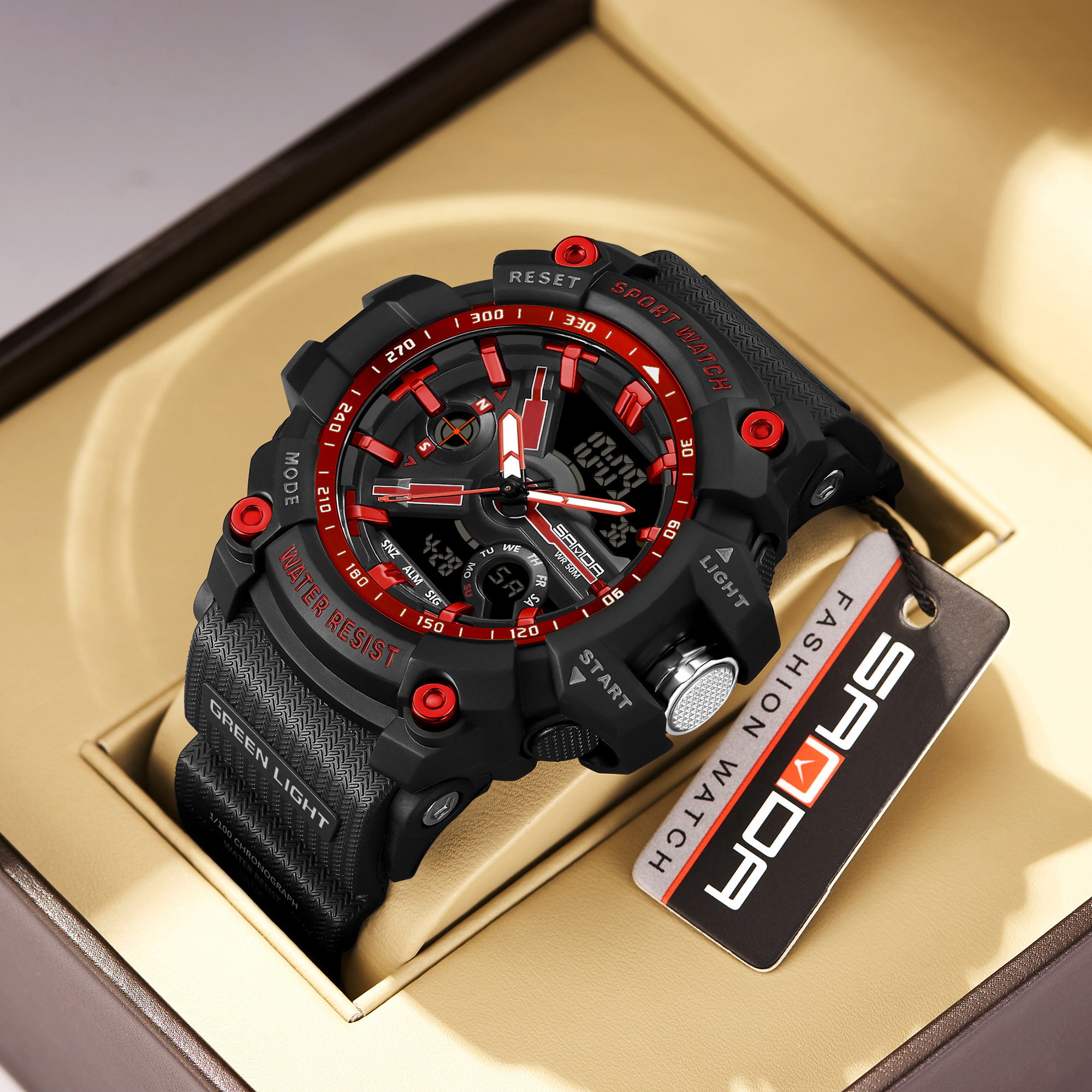 SANDA 3179 Digital Men's Military Watch 50M Waterproof Watch Dual Display Quartz Sports Watch Men's Night Light Relogio Masculino 07