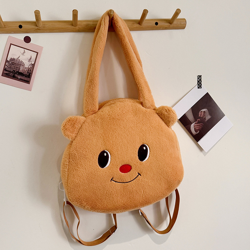 2024 new designer backpack with butter diagonal cute girl teddy bear cartoon large capacity plush single shoulder handbag