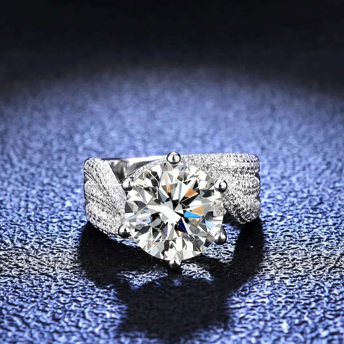Luxury platinum Pt950 18k 5-carat all Mo silica diamond ring womens D-color jewelry wedding engagement ring gorgeous W240925