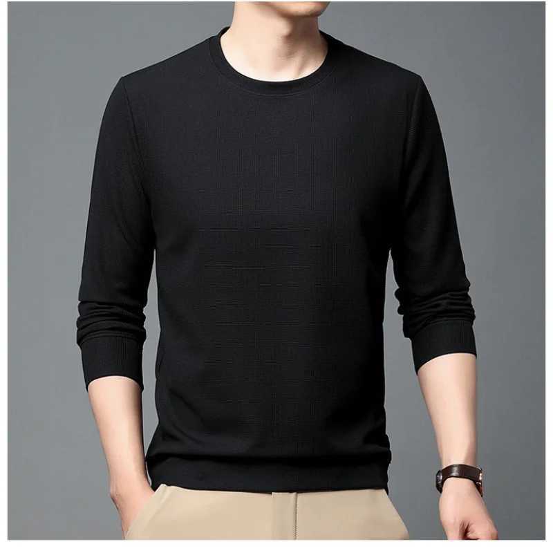 Mens Clothing Simplicity Commuting 2023 Autumn and Winter New Round Neck Long Sleeve Solid Color Versatile Fashion PulloverX240925
