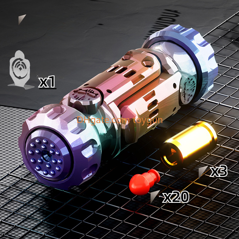 Stun Grenade Soft Bullets Launcher Deul Modes Fidget Spinner Miniature Pistol Toy Gun with Ejectable Shells Stress Relief Finger Toys for Adults Kids 
