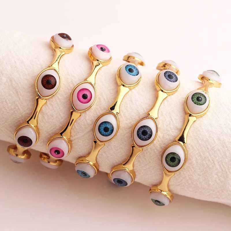 1PC Colorful Lucky Evil Eye Bracelet Bangle For Women Vintage Round Turkish Eye Open Adjustable Bracelet Female Jewelry GiftX240925