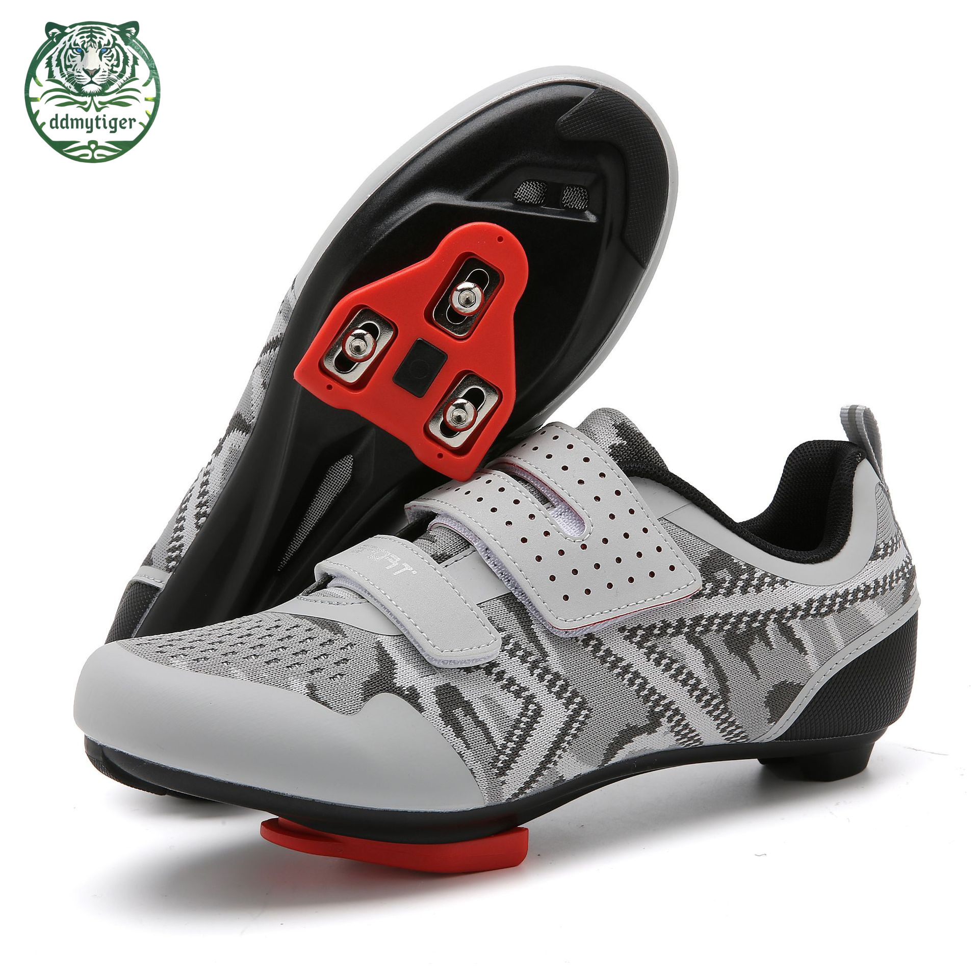 ddmytiger New Road Self locking with Hard Sole Mountain Shoes, Power Assisted Bike Locking Shoes for Men's Cycling A ddmythur