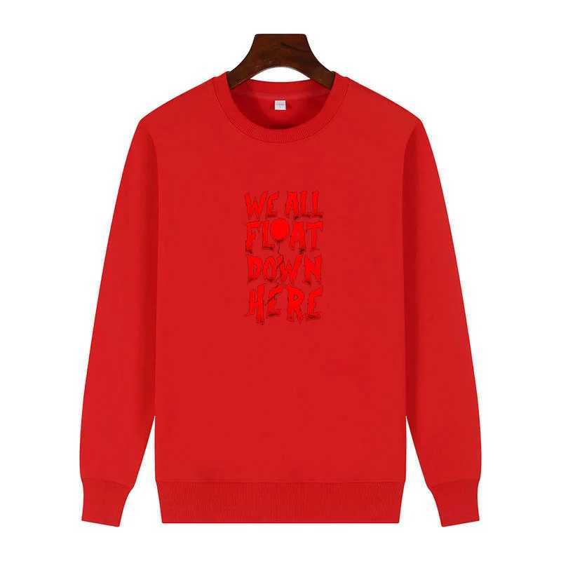 All Float Down Here Slogan Penny Wise Graphic Sweatshirts Round Neck And Velvet Hoodie Thick Sweater Hoodie Mens SportswearX240925