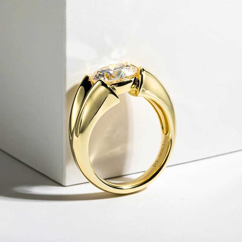 3 carat Moissanite ring 925 sterling silver womens yellow wedding band engagement gift W240925