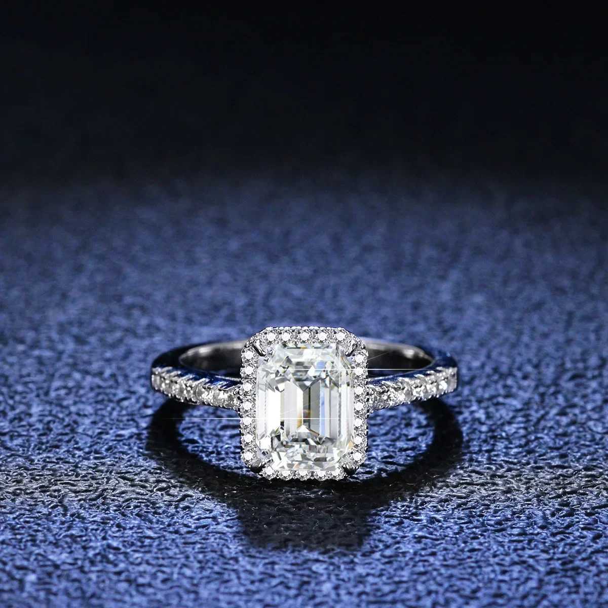 Luxury Platinum PT950 Mo Silica Diamond Ring Womens Wedding Ring Geometry 2 Ct Diamond Ring Jewelry Rectangular Jadeite W240925