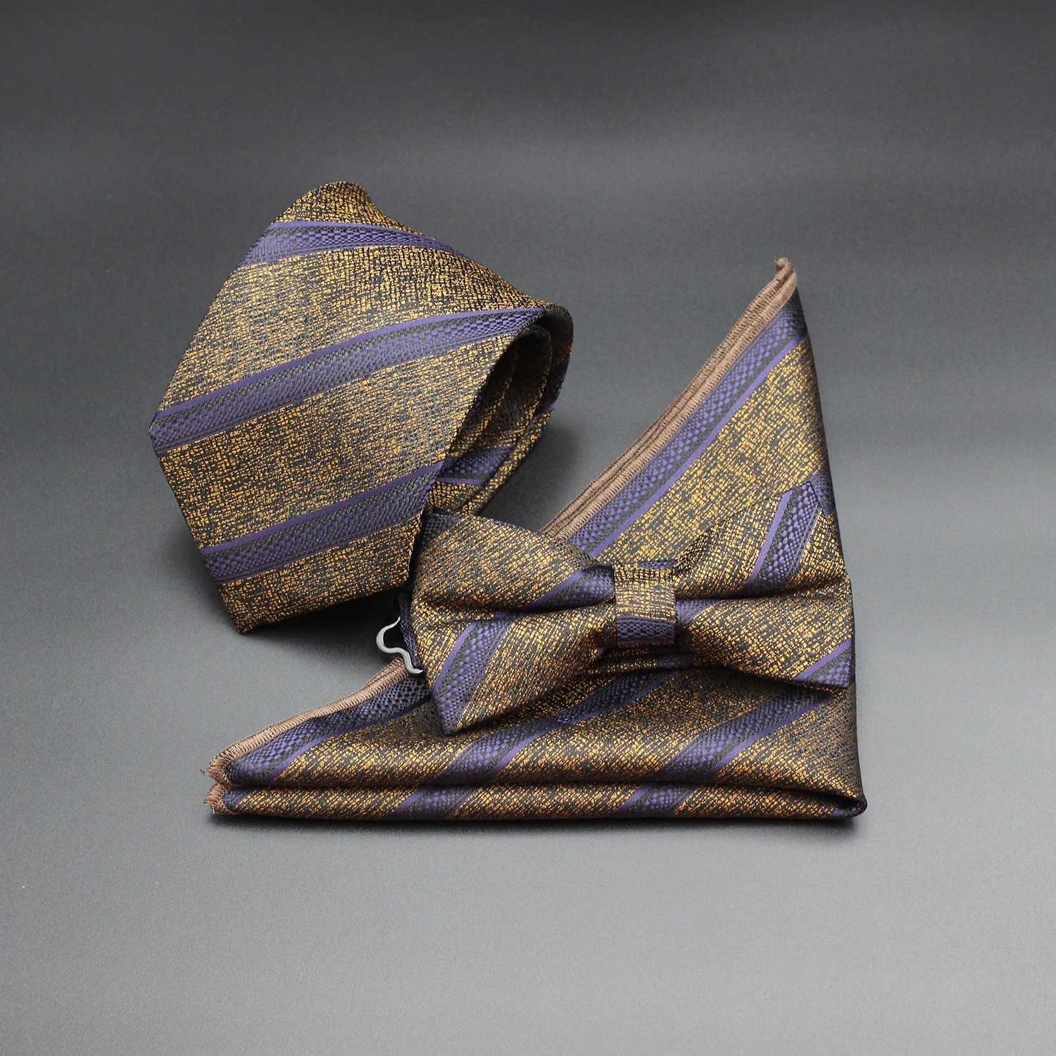 8cm New Red and Blue Ribbon Mens Fashion Jacquard Stripe Geetry Necktie Pocket Square Set Gro Wedding Party Business Y240925