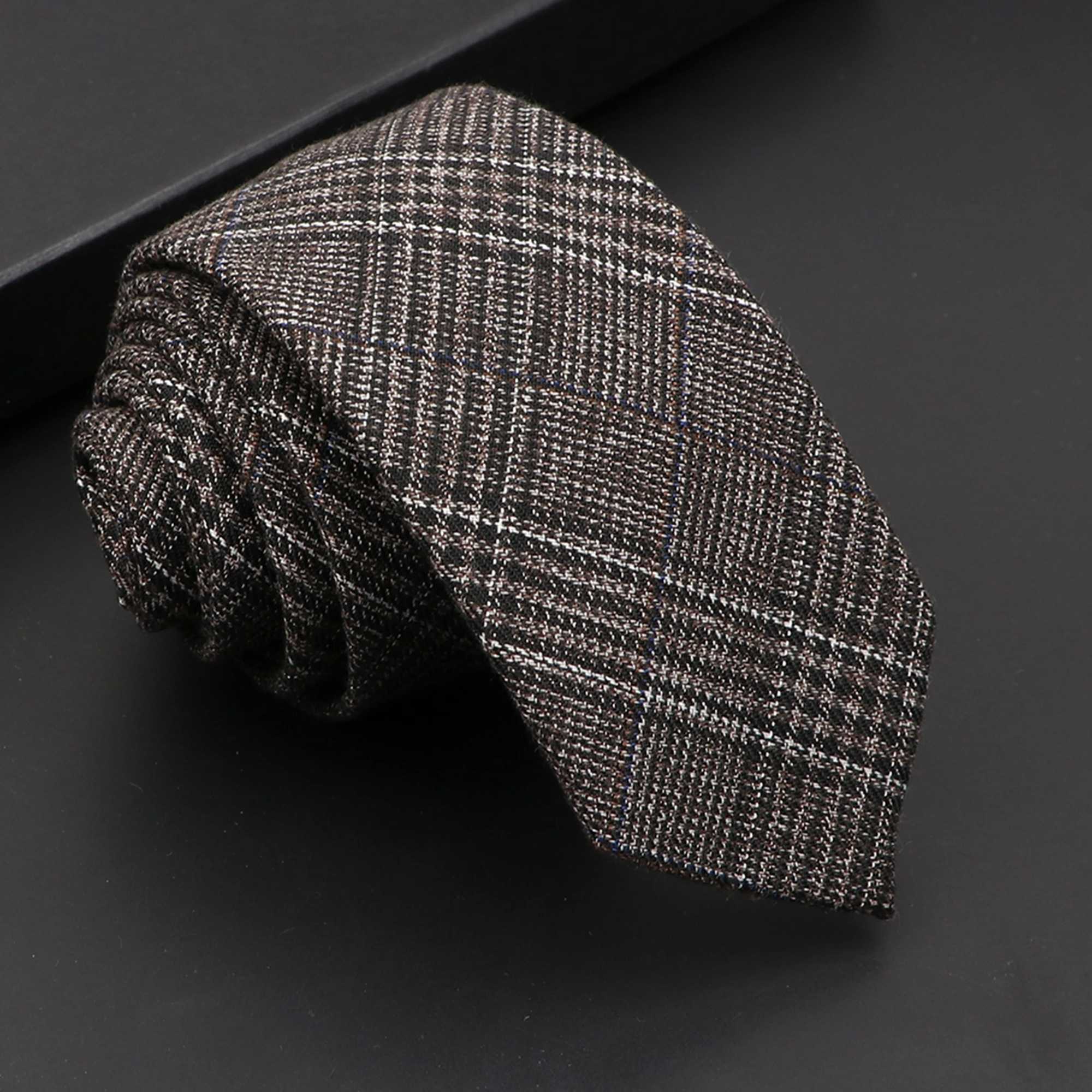 Mens classic cotton tie high-quality handmade slim fit 6CM collar solid color stripes narrow shirt accessories Y240925