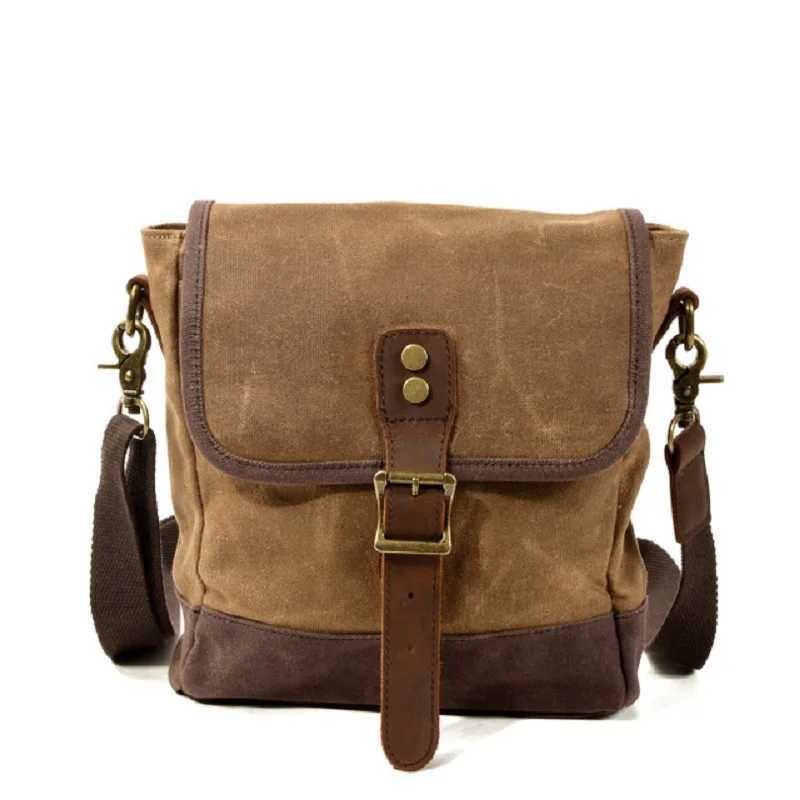 Oil Wax Canvas Leather Crossbody Bag Unisex Military Vintage Messenger Bags Shoulder Bag for men 2023 Casual Travel Bags Z240924