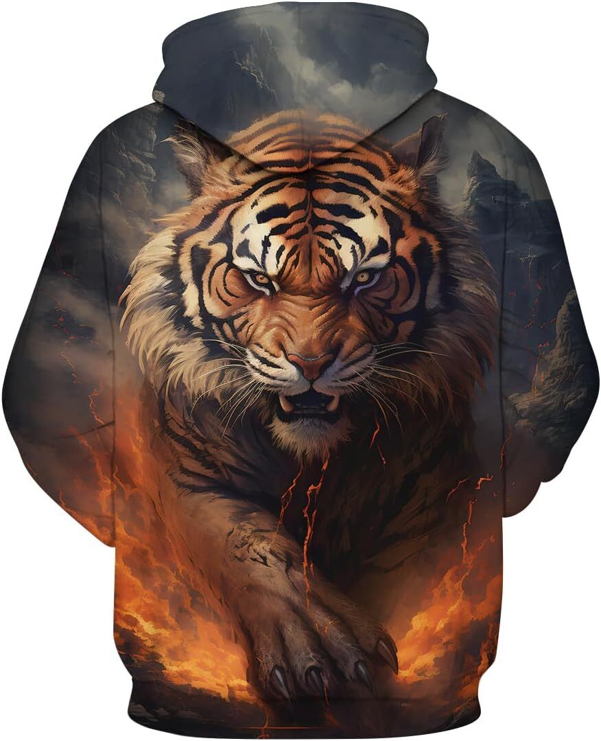 Hoodie for Mens Womens Vintage Spicy Ink Tiger Cool Graphic Hooded Sweatshirts Pullover Gorgeous White Tiger Hoodie Hoodies Graphic Hoodies sweatshirt