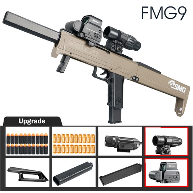 FMG 9 Folding Submachine Gun Toy Soft Bullet Blaster Foam Dart Manual Shooting Launcher For Adults Boys Outdoor Games