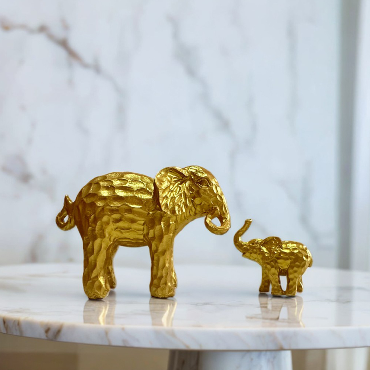 Golden Elephant Statue Inspirational Good Luck Health and Strength Unique Elephant Statue Gift for Female Mums