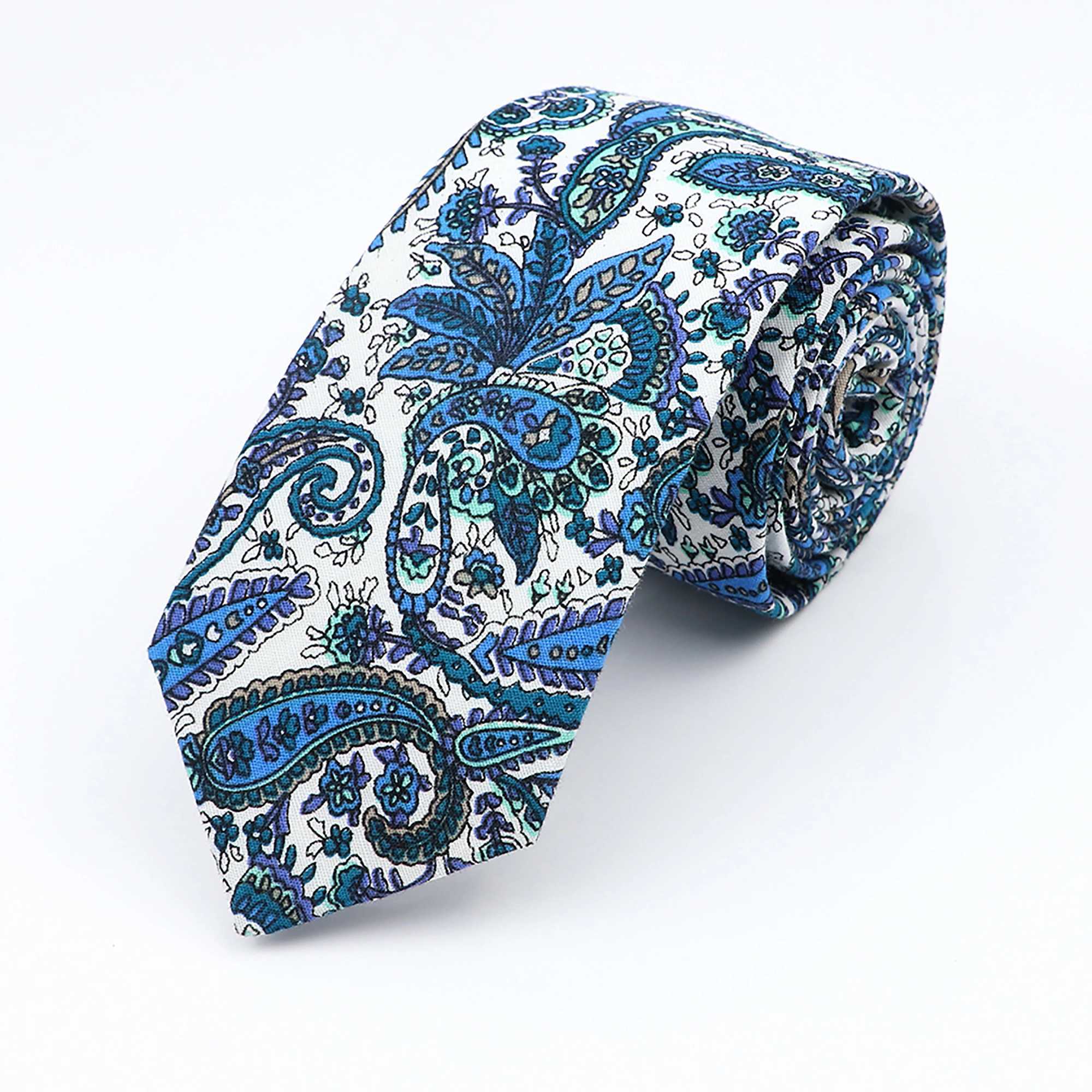 New Floral Elegant Tie For Men Wen 100% Cotton Beautif Flower Paisley Necktie Narrow Skinny Cravat Wedding Casual Corbatas X250407
