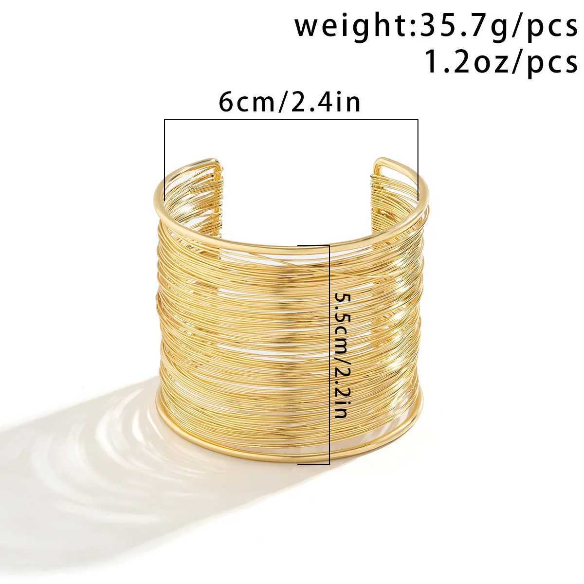 Fashion Womens Multilayer Metal Wires Strings Open Bangle Wide Cuff Bracelet Statement Jewelry Indian Bangles LuxuryX240925