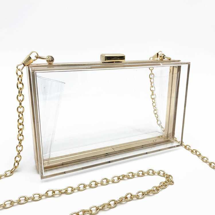 New Acrylic Womens Bag Small Square Bag Clutch Bag Summer Candy Color Transparent Box Bag Dinner Bag Womens Chain Bag 240920