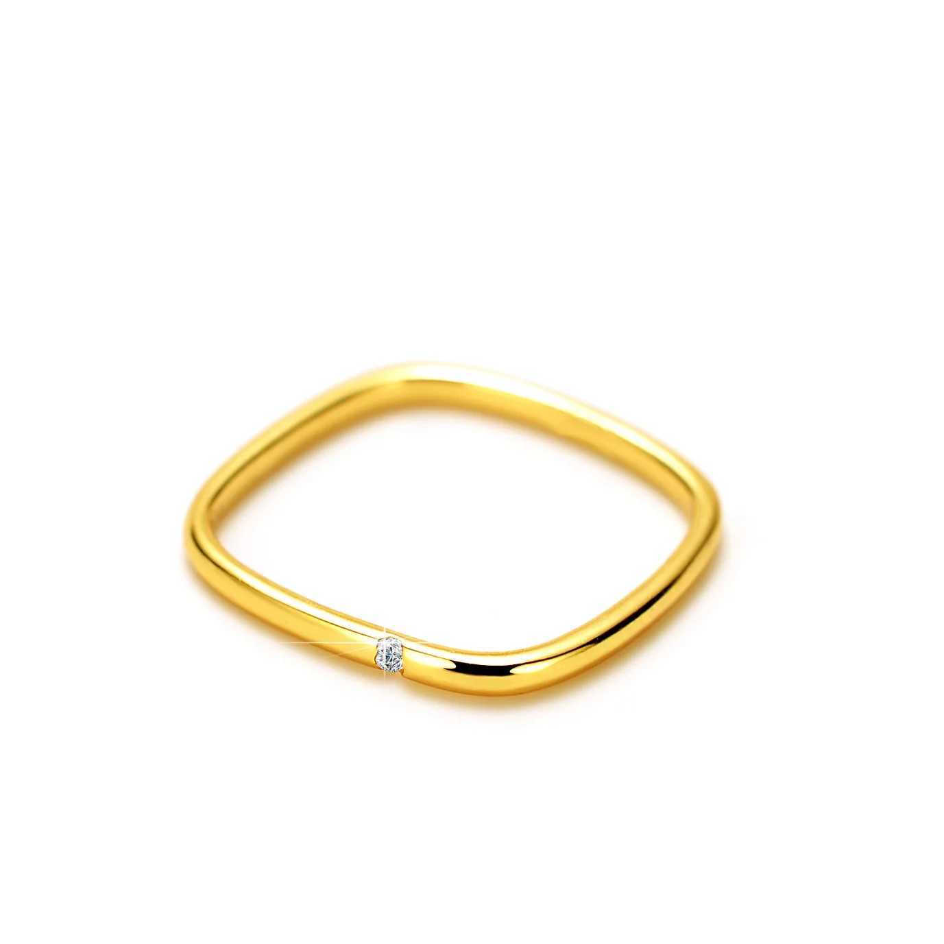 24k real gold 999 square ring womens beach gold Ins Wind Dafu style small fresh square ring exquisite jewelry W240925