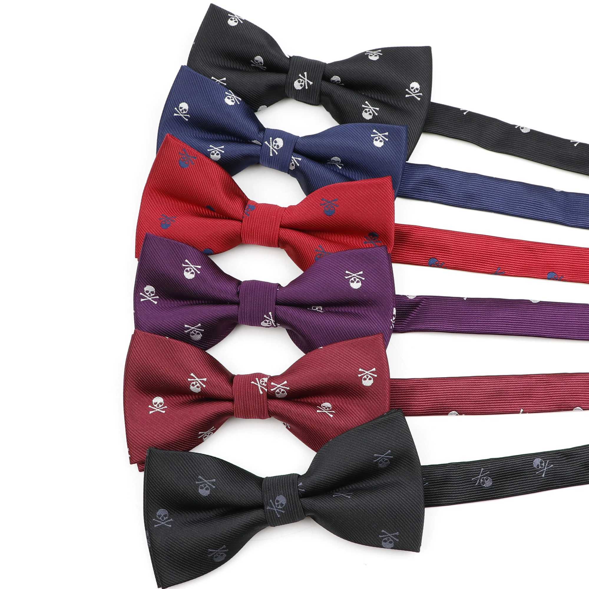 Mens Fashion Skl Tie 100% Microfiber Tie Weaving Pol Jacquard Wedding Halloween Party Dress Necklace Y240925