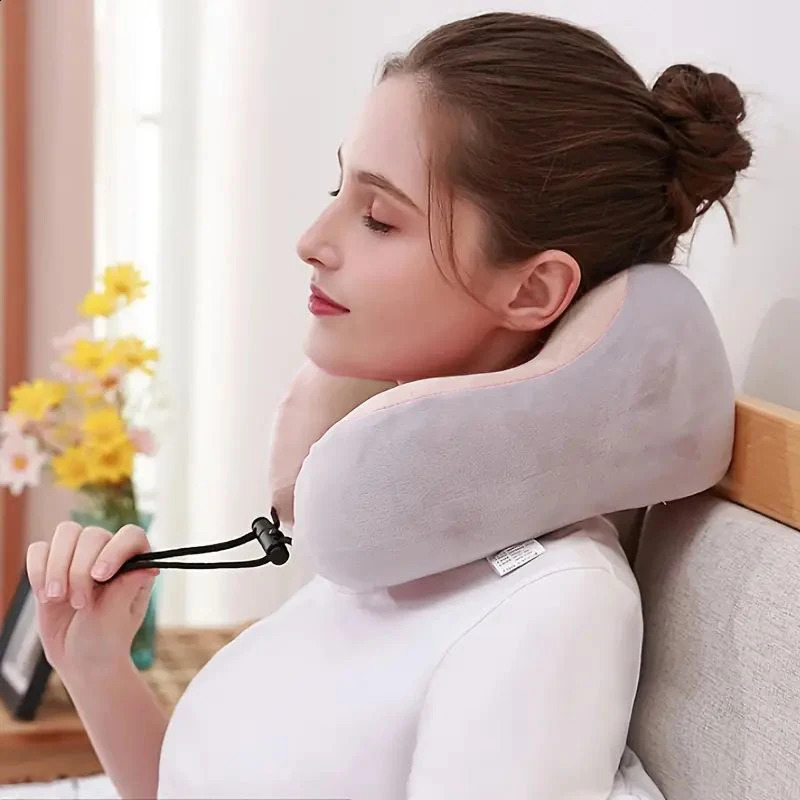 Electric Vibration Neck Massage Pillow Ushaped Suitable for Travel and Driving Rechargeable Support Frame 240919