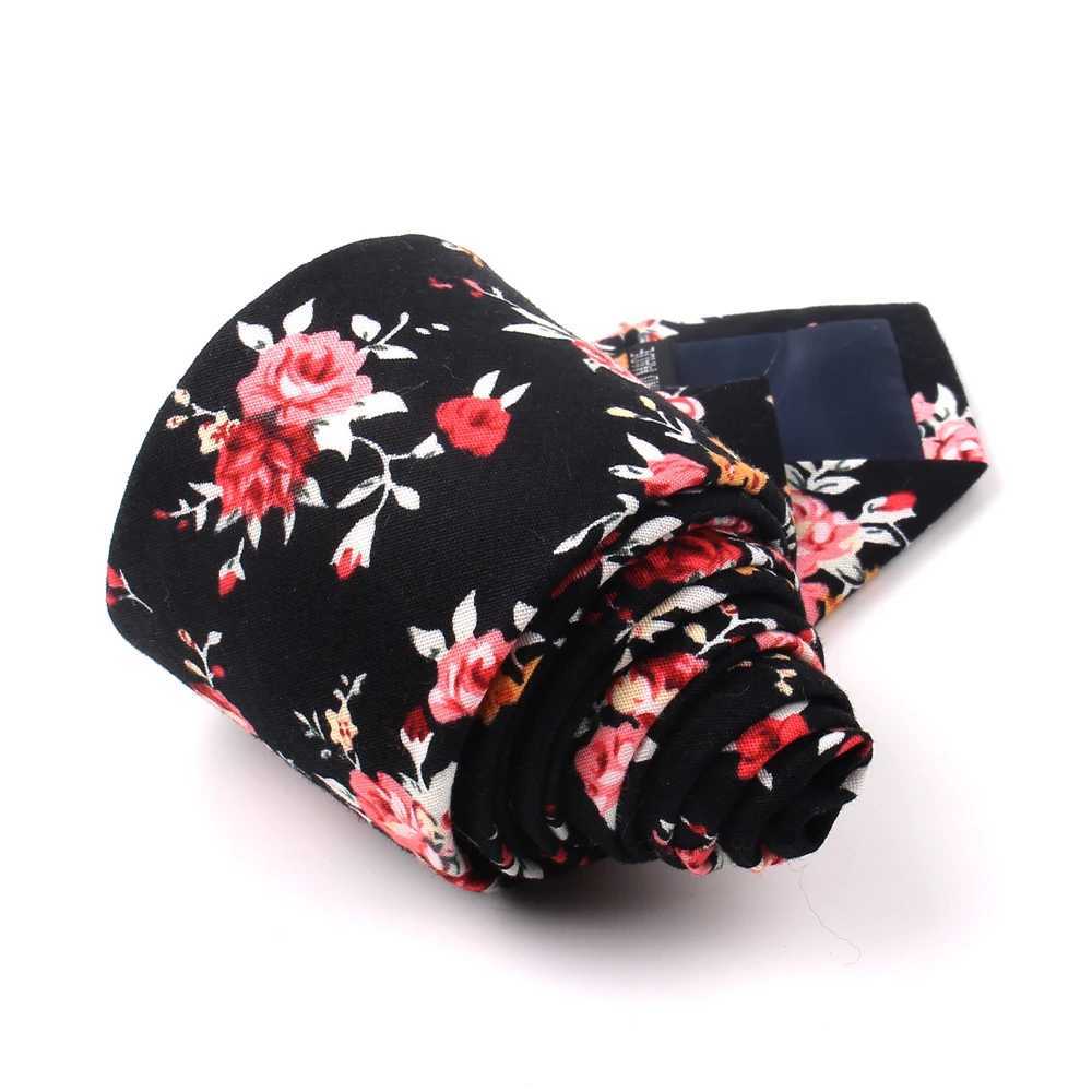 New Casual Floral Cotton Ties And Pocket Square Sets Flower Print Skinny Necktie For Men Mens Neck Tie Cravat 6cm Slim Neckties X2504071