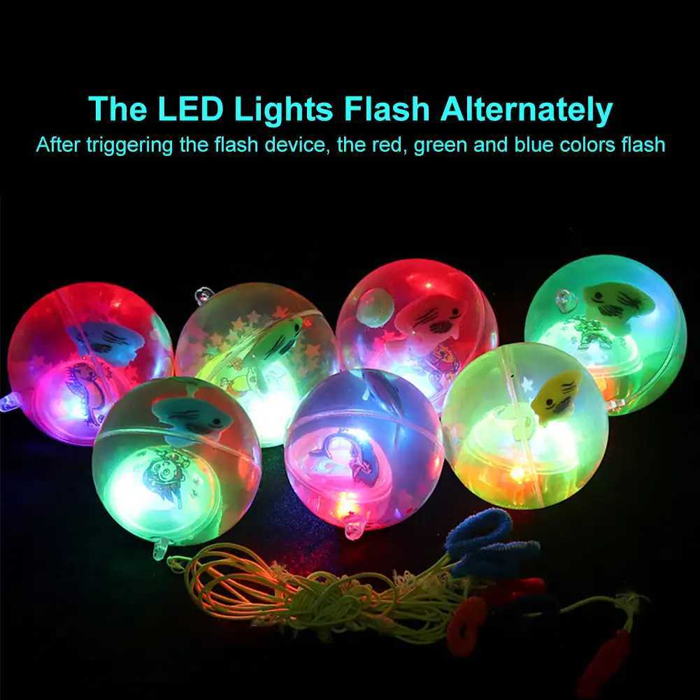 Sports Toys Colorful Flash Jumping Ball Children Luminous Toys Glowing Bouncy Ball Kids LED Glitter Elastic Ball Outdoor Fun Lato Toys L240910