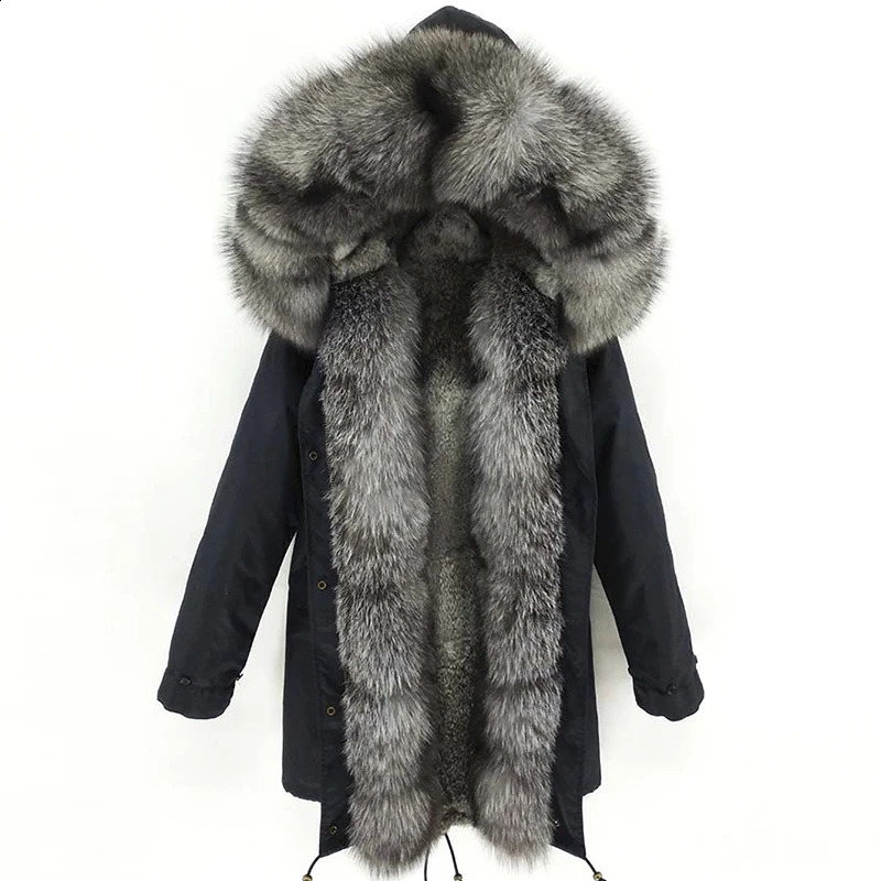 LaVelache Winter True Fox Fur Coat Long Parka Mens Rabbit Lining Natural Collar Thick Warm Jacket 240925