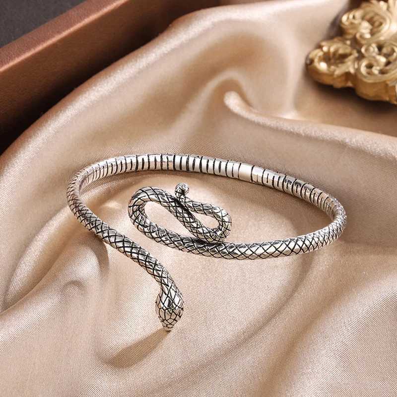 New Creative Retro Snake Shape Bracelets 925 Sterling Silver Jewelry Personality Temperament Animal Opening Bangles SL030X240925
