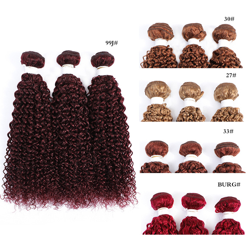 99J Burgundy Malaysian Indian Brazilian 100% Human Hair Kinky Curly 3 Bundles With 4X4 Lace Closure 4 Pieces/lot Free Part