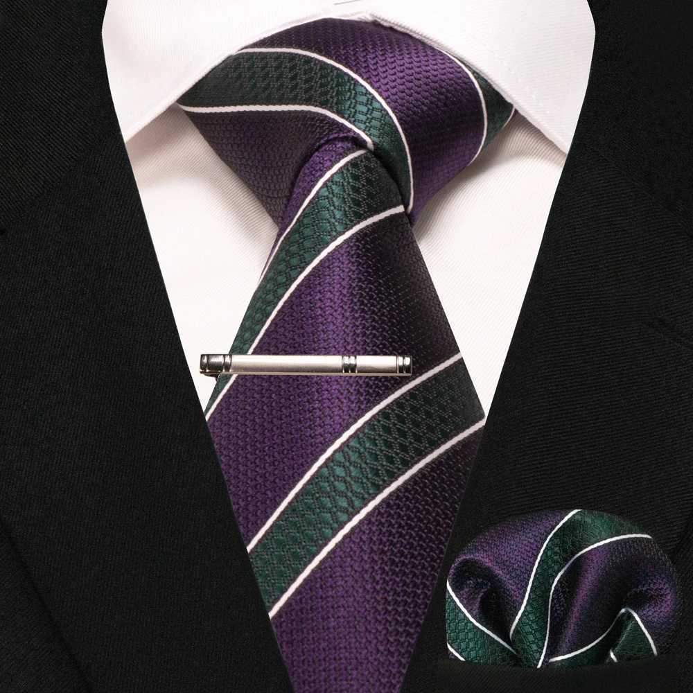 JEMYGINS Mens Tie Pocket Square Classic Party Wedding Fashion Stripe Paisley Silk Weaving Business Mens Tie Neck Handle Y240925