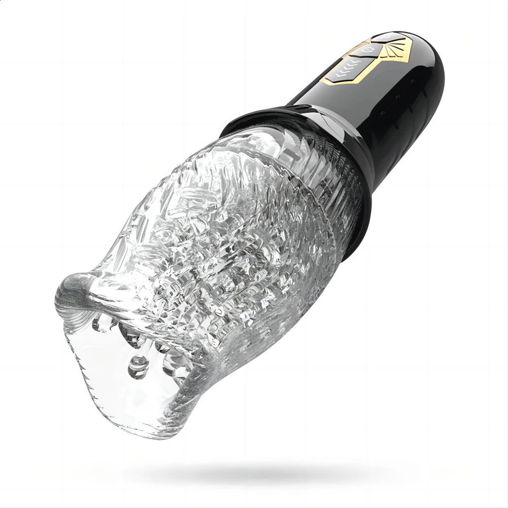 Tornado Masurbator 10 Vibration 5 Rotating Transparent Sleeve Oral Delayed Endurance Masturbation Cup Sex Toy 240914