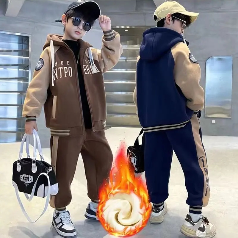 Boys clothing set fashion spring and autumn zipper jacketpants 2PCS childrens clothing set for teenagers 5 6 8 10 12 years old 240924