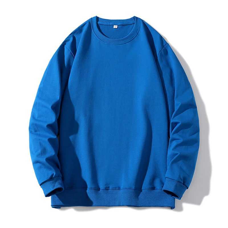 Solid Sweatshirt Men Casual Long Sleeve T Shirt Man Korean Fashion Pullover Hoodies Round Neck Mens Clothing TopX240925