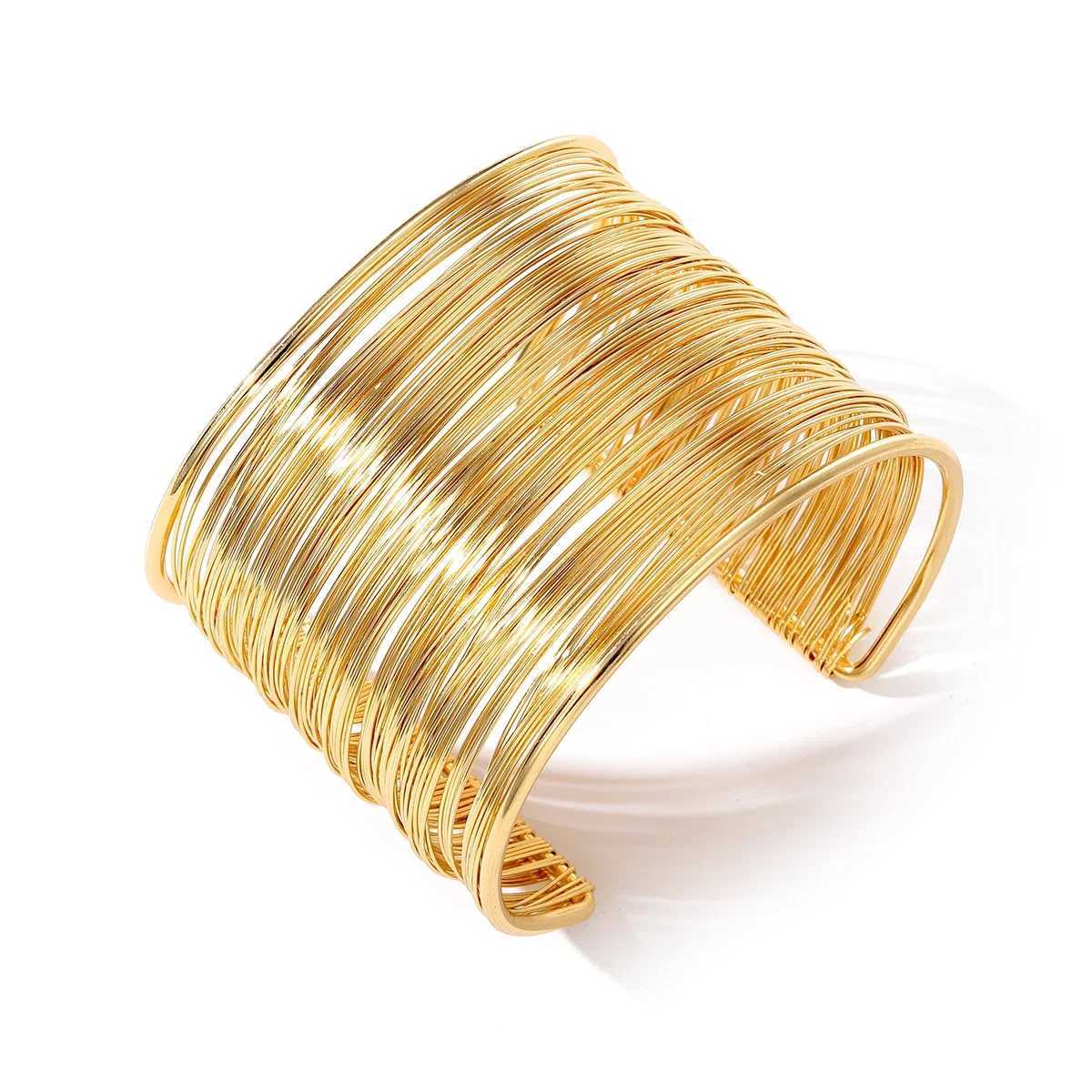 Open Bangle Bracelet Heavy Metal Wide Cuff Bracelet Wide Brim Metal Wire Bracelets for Women Jewelry Pulseras Mujer AccessoriesX240925