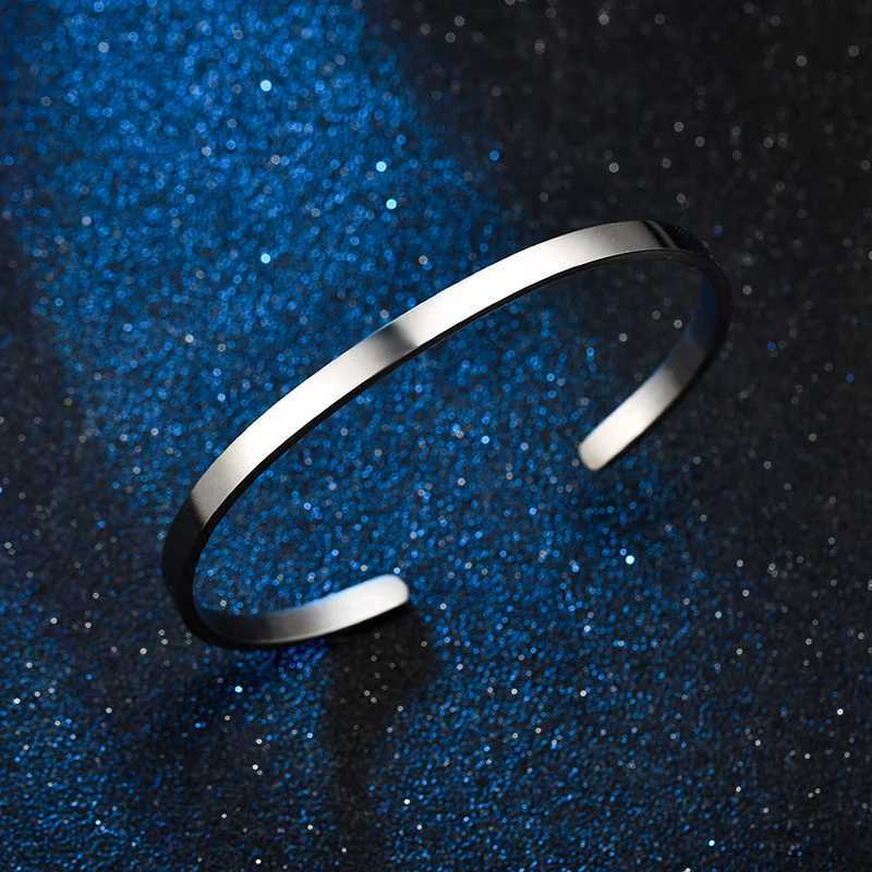 Hot Fashion Simple Stainless Steel C-Shape Open Bracelets 4MM Adjustable Cuff Bangle Bracelet For Women Men Lover Jewelry GiftsX240925