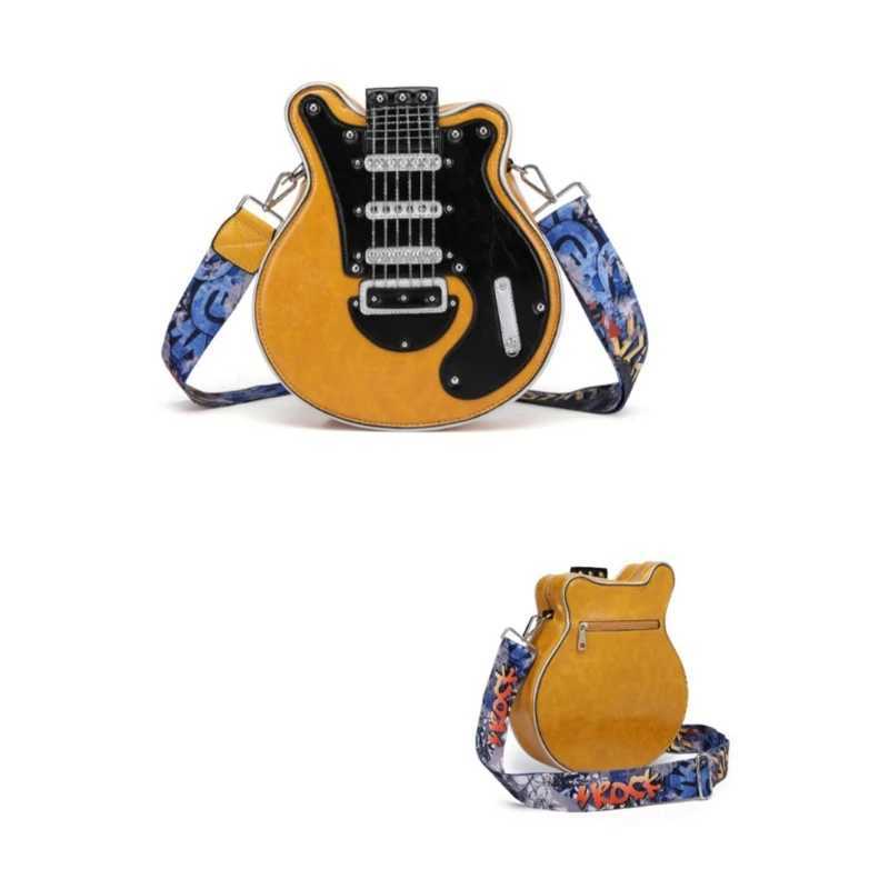 Guitar Shape Shoulder Bags Creative Crossbody Bag PU Leather Bag for Girls Women Adjustable Shoulder Belt Purse Z240924