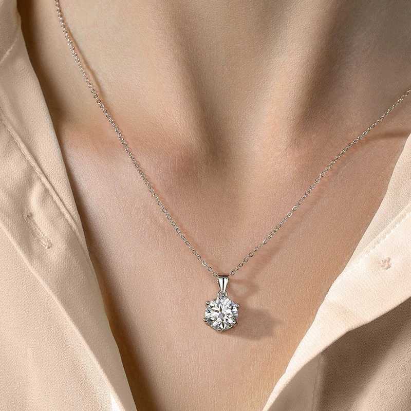 GRA Certified Moissanite Pendant Necklace D Color Lab Diamond Real S925 Sterling Silver Six Prong Pendant Fine Jewelry for WomenX240924