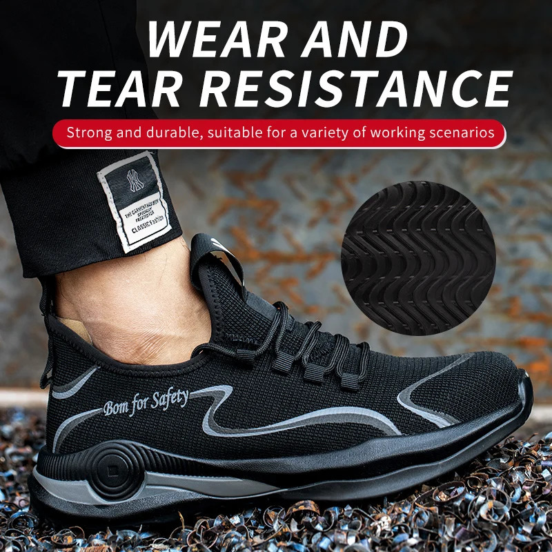 Staleneus Lightweight Work Shoes For Men Steel Toe Sneakers Male Safety Shoes Indestructible Construction Security Boots 240924