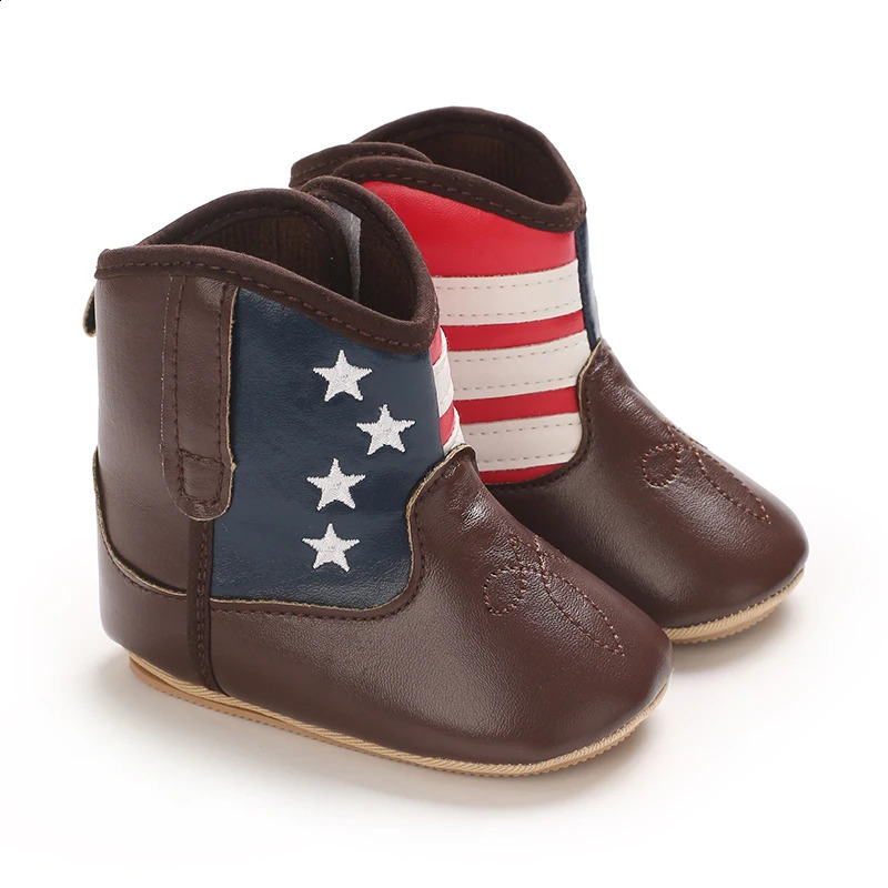 018M baby fashion boots cute printing highquality soft PU non slip sole spring and summer walking shoes 240925